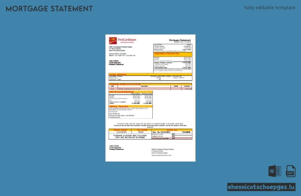 Beispiel eines Kontoauszugs der CIBC Caribbean Bank (Bahamas) für Hypotheken